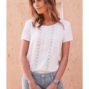 Sezane Silk Amy Short Sleeve Top Blouse In Ecru White Sz 34 US 2 XS Sézane NWT